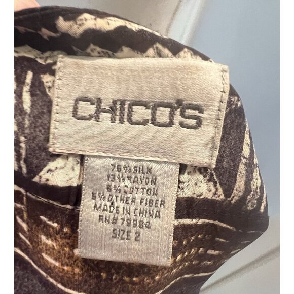 Chico's Size 2 Silk Blend Cardigan Southwest Aztec Print Open Front Kimono - Picture 11 of 11